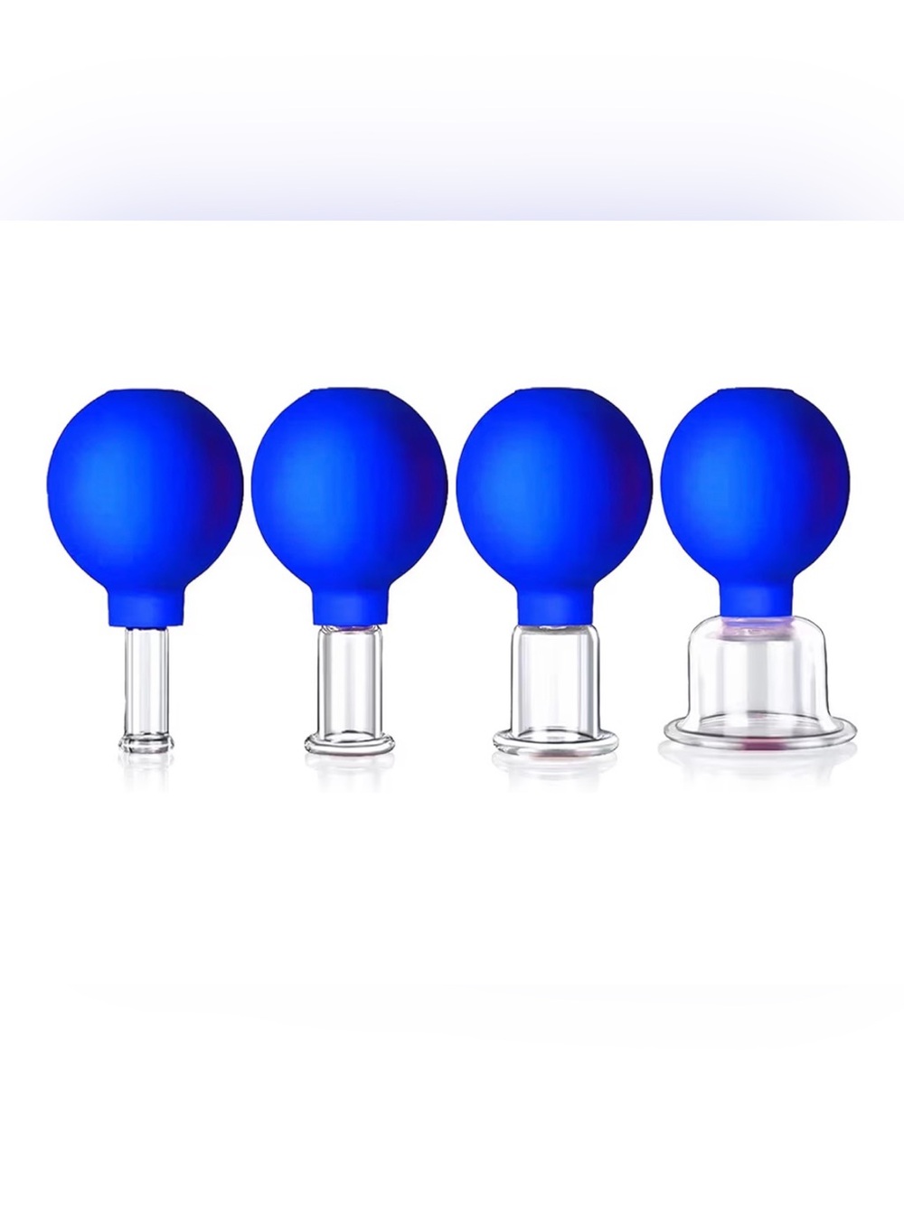 4 Piece Facial & Body Cupping Therapy Set Silicone Massage Cups Blue Like New